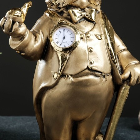 Figure "Cat in a tailcoat with a pipe" with a clock 32x20x14cm, bronze with gilding-1