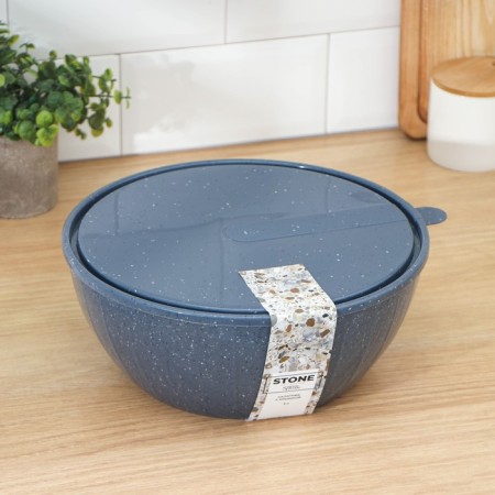 Saladnik with a STONE lid, 5 l, color dark stone-3