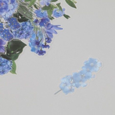 Plastic stickers "Spring flowers. Blue" set 40 pcs 15x8 cm-3