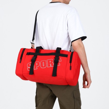 Sports bag with lightning, 2 outer pockets, red color-4