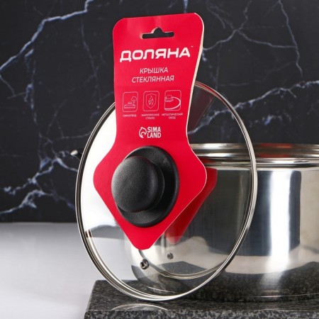 Glass cover for pans and pots “Dolyana”, D = 20 cm, stainless rim, plastic handle-4