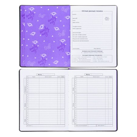 School diary for grades 1-11 marmalade bear, solid cover with artificial leather foam, pancake embossing, 48 sheets, an offset block 80g/m2, universal cheat sheet-3