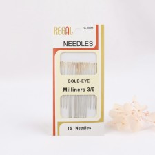 Sewing needles for modists, d = 0.7/0.8/1.1 mm, 3.8 - 5.3 cm, with a golden ear, 16 pcs