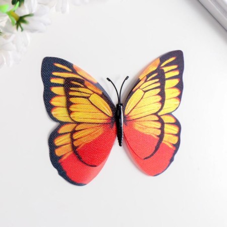 Magnet plastic under the fabric "butterflies double wings, shine" mix 12x9.5 cm-4