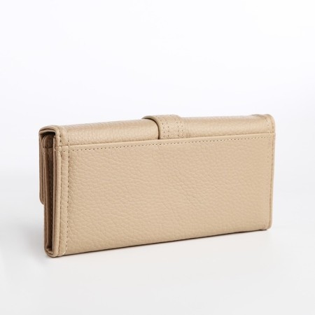 Women's wallet on the button, beige color-1
