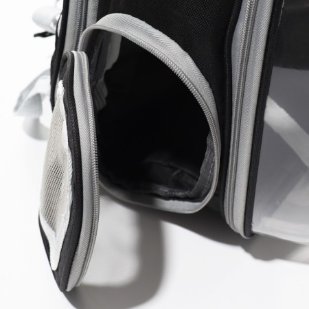 Backpack for carrying animals, laying out, 33 x 28 x 42 cm, black/transparent-15