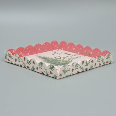 Box for confectionery with PVC lid “Magic New Year!”, 21 x 21 x 3 cm, New Year-1