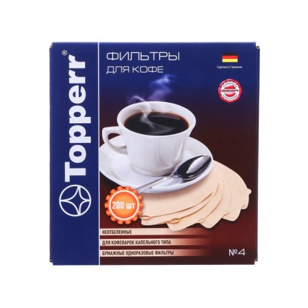 Paper filter Topperr for coffee makers No. 4 200pcs, non -wable-1