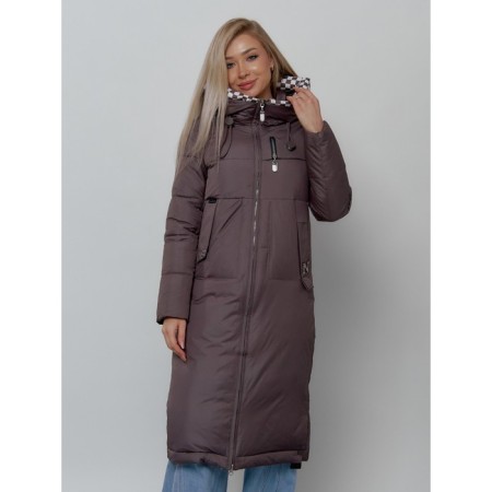 Coat insulated female, size 42, dark brown color-8
