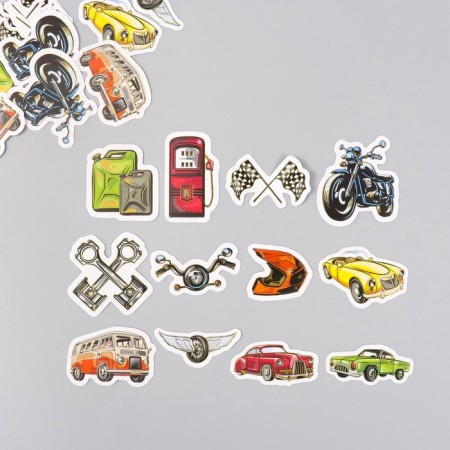 Stickers for creativity "Adrenaline and speed" embossing silver set 48 pcs 9x7x0.8 cm