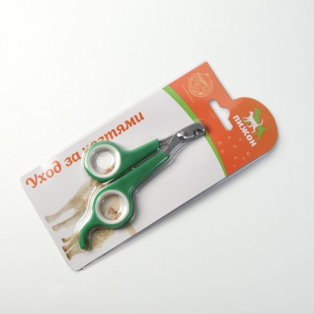Coger scissors with an emphasis for a finger, a hole of 6 mm, green with white-5