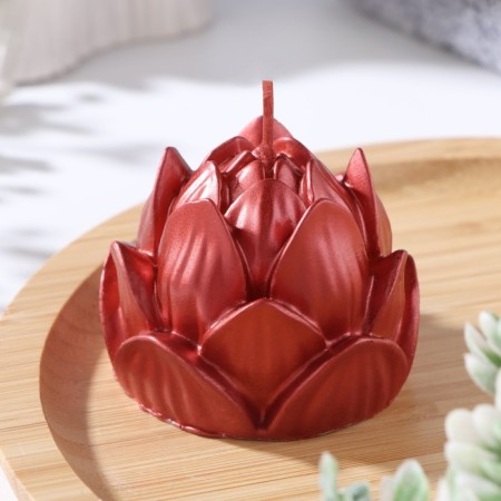 Figure candle "Lotus", 6.6x6.5 cm, red, in the box-1