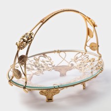 Ваза сервировочная овальная «Хайгарден», 26×18×19 см, съёмная ручка, цвет металла золотой