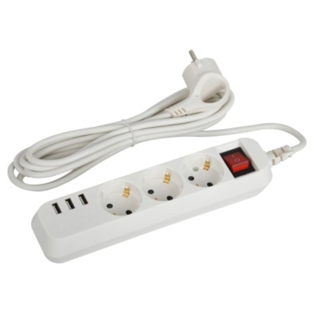 Extension cord electric era U-3S-3M-USB with a ground with a switch 3 outlet + 3XUSBA 3 m, 10A