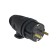 File corner fork with ring B16-002, 16 A, 250 V, IP44, with salary, rubber, black