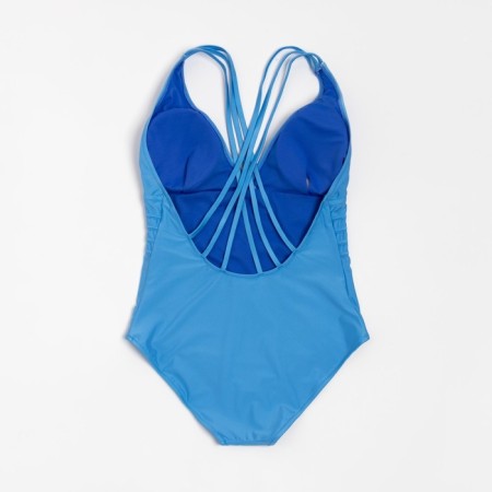Women's swimsuit of a mobile with an open back minku color blue, size 44-7