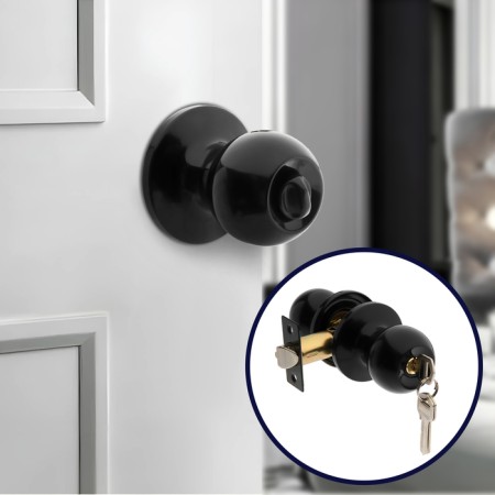 Latch 1303, with a key, glossy black color