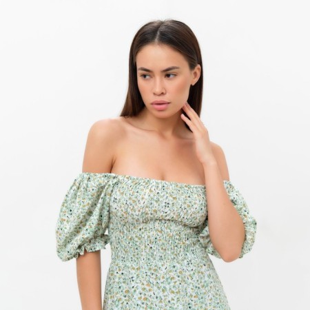 Women's dress Midy Mist Flower, green. R.46-6