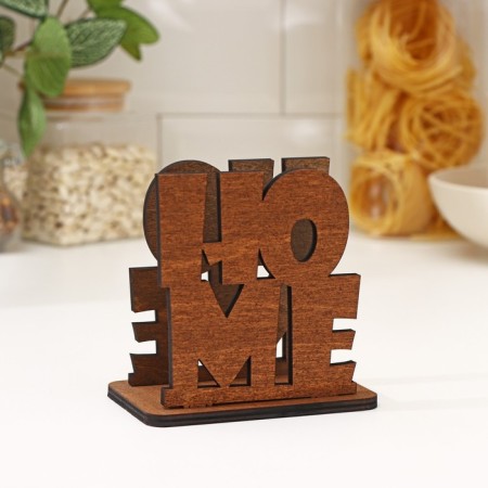 Wooden napkin "Home", 12x8x11.9 cm, brown color-1