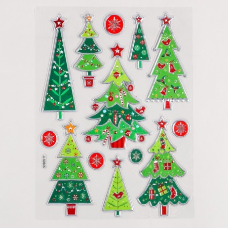 Plastic sticker "Green Christmas trees" 24x33 cm