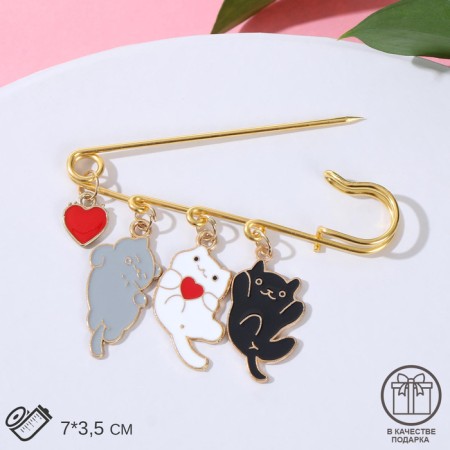 Pin "kittens" playful, 7cm, color in gold-2