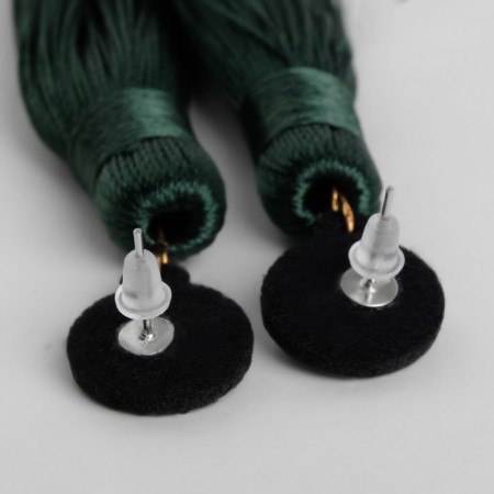 Earrings "Brushes" harmony, emerald color, l brush 8.5 cm-4