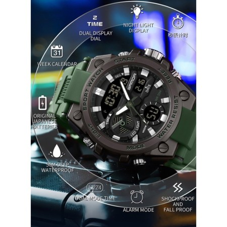 Electronic watches, d-5.3 cm, alarm clock, calendar, backlight, silicone strap-1