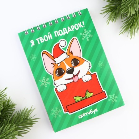 New Year. A6 sketchbook, 40 liters "Corgi"-1