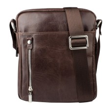 Male bag, lightning department, 2 outer pockets, adjustable belt, brown color