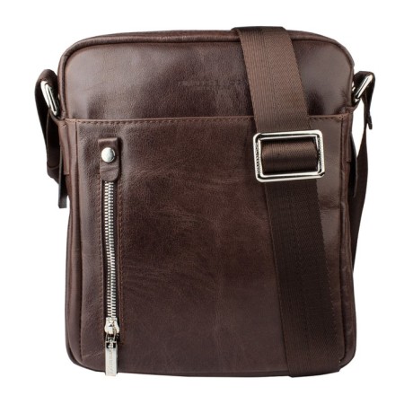 Male bag, lightning department, 2 outer pockets, adjustable belt, brown color