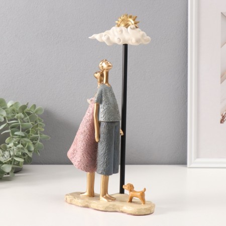 Polystone souvenir "steam on a bench with a cloud and sun" pink-blue 6x16x30 cm-3