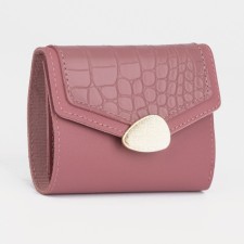 Women's wallet on the button, powder color