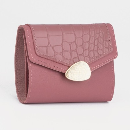 Women's wallet on the button, powder color