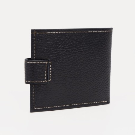 Male purse on a button, for bills, for cards, for coins, black color-1