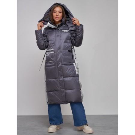 Coat insulated winter female, size 42, dark purple color-9