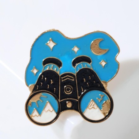 Binoculars icon, black and blue color in gold-1