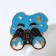 Binoculars icon, black and blue color in gold