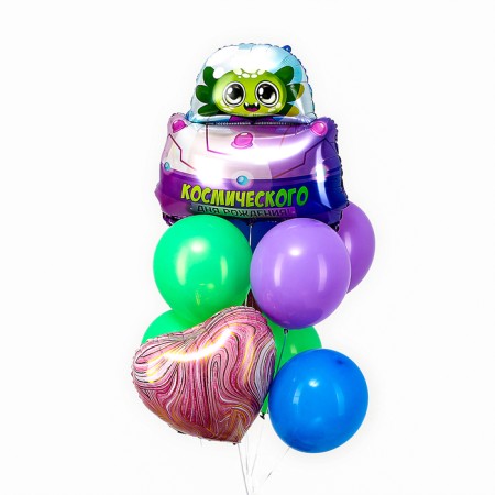 A set of balls "alien", latex, foil, 10 pcs.-1
