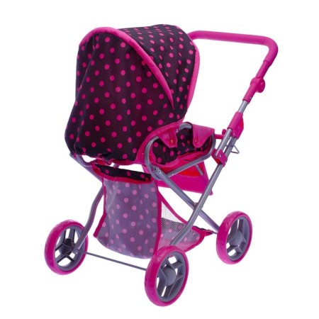 Stroller for dolls, winter-summer, 2 in 1, with carrying, basket, handle is regulated, metal frame-6