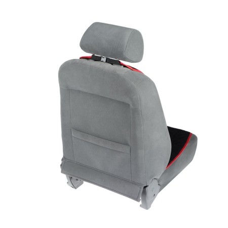 Nabbage on the front seat, velor, size 55 x 130 cm, black, with red edging-2