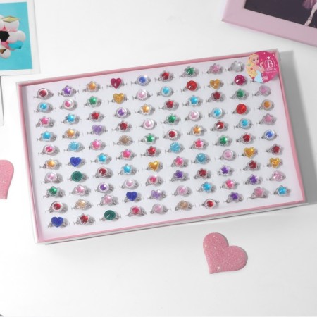 Children's ring "chosen" crystal, mix shape, mix color, dimensionless-2