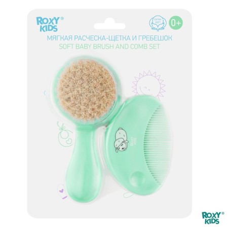 Soft comb, a comb and a scallop with a sheep's wool pile, mint color-6