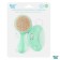 Soft comb, a comb and a scallop with a sheep's wool pile, mint color