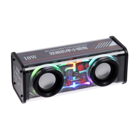 A88, 10 W portable column, transparent, backlight, 1800 mAh, black