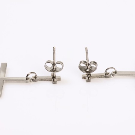 Earrings Metal "Crosses" duet, color silver-1