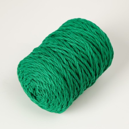 Knitting cord 80% cotton, 20% polyester twisted 3 mm, 185g/45m, 21-green-1