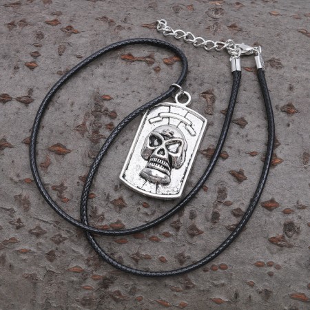 Pendant Male "Skull", color black silver on a black lace, 40 cm