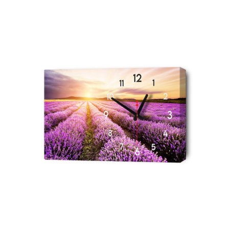 Carty clock wall interior "lavender field", silent, 35 x 60 cm