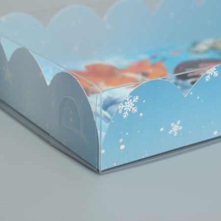 Box for confectionery products with PVC lid "Bunny and Squirrel", 10.5 x 21 x 3 cm, New Year-3