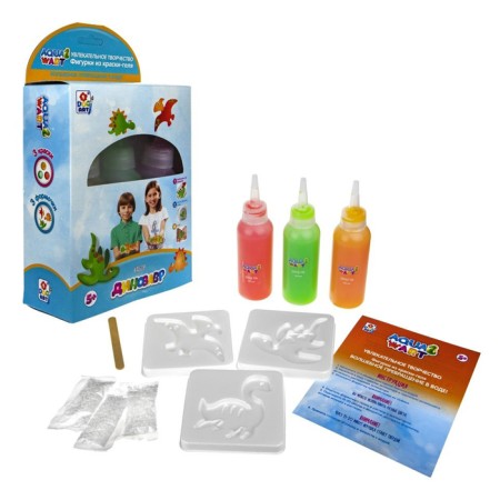 Set "Dinosaurs" Aqua Art (3 forms, 3 colors of 100 ml), in a box with a window
